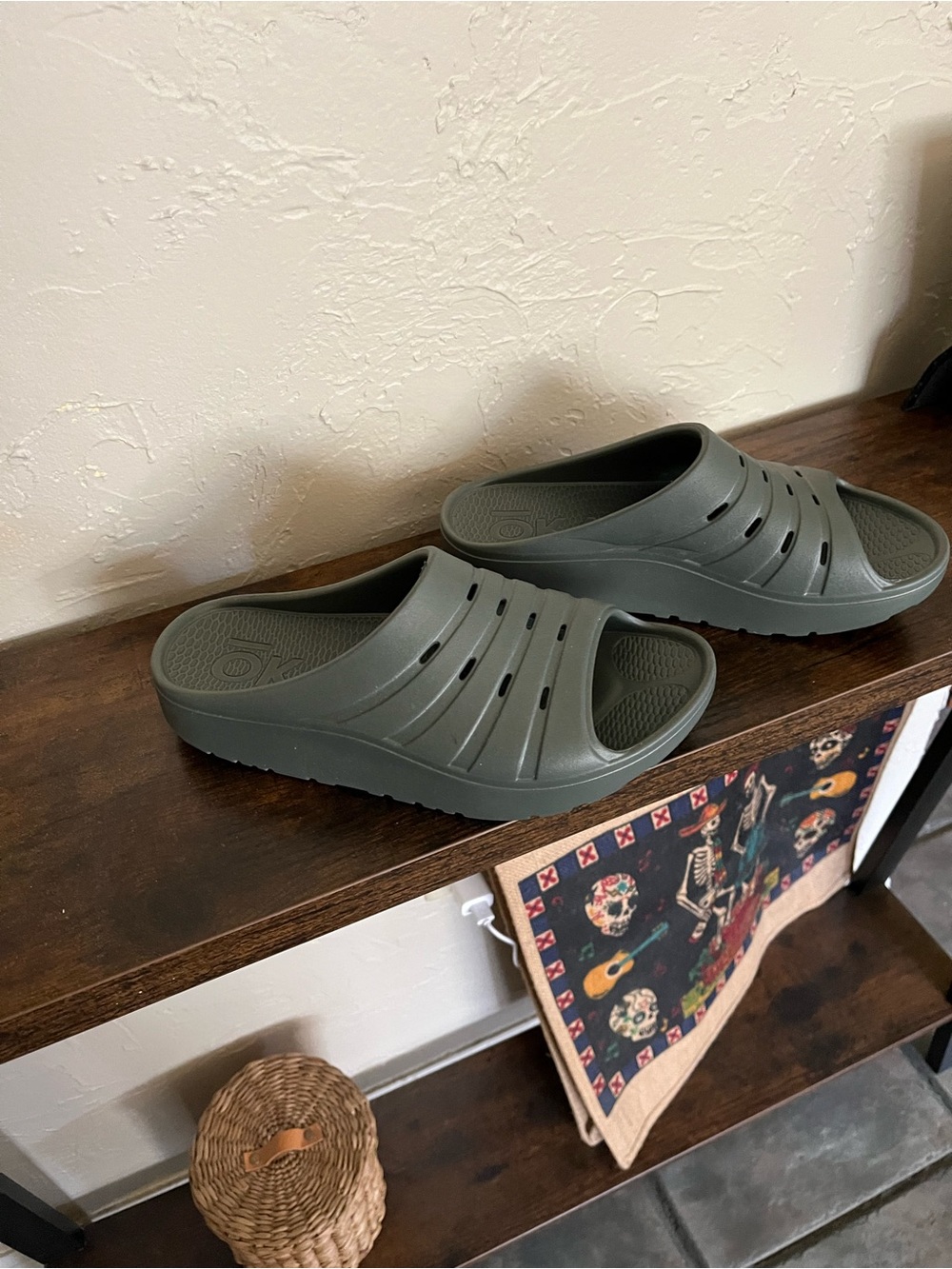 Olive Green Slide Sandals